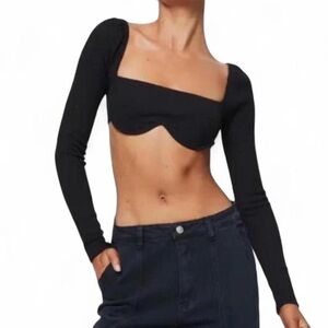 Princess Polly Becca Rib Crop Top Long Sleeve